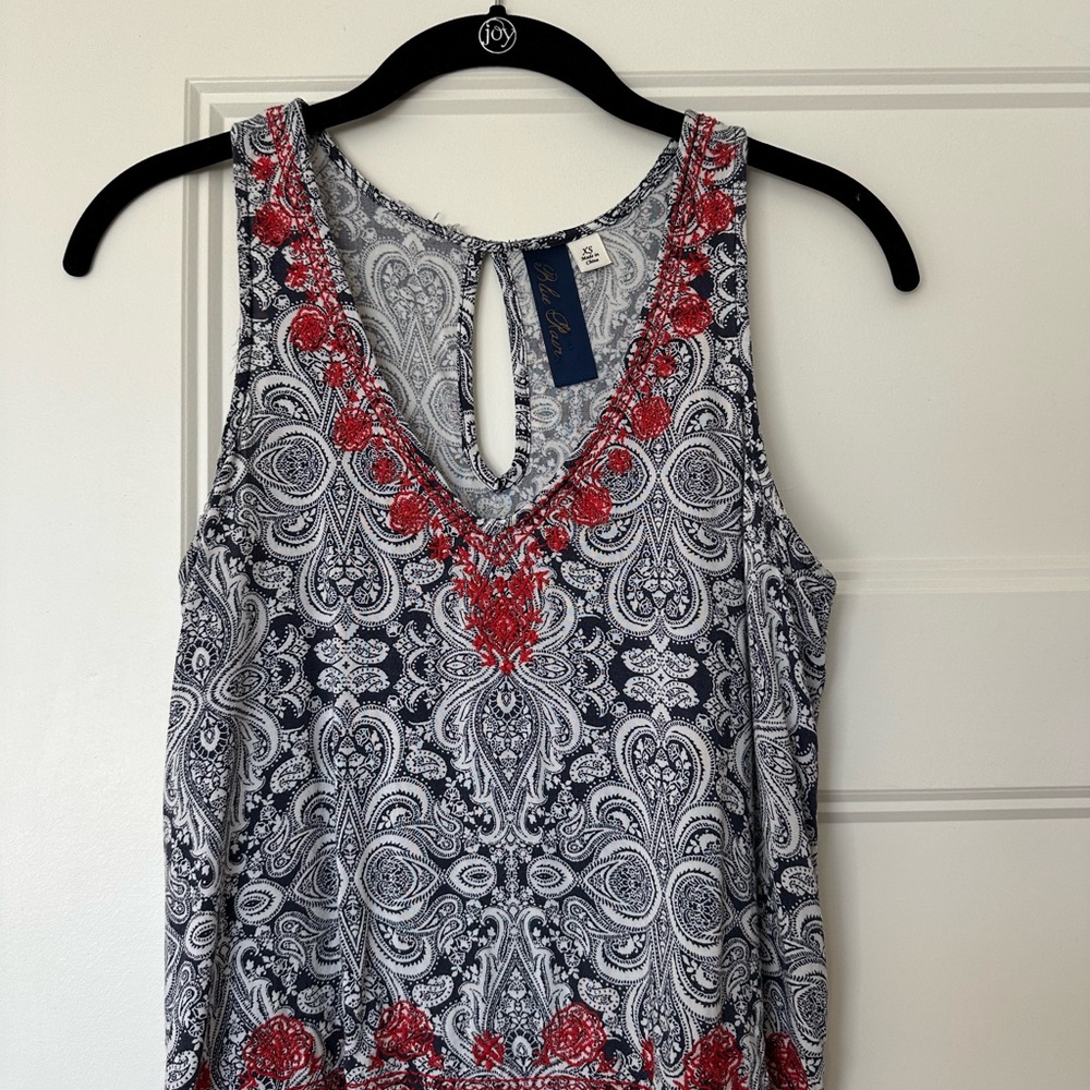 Navy and Red Cropped Tank
